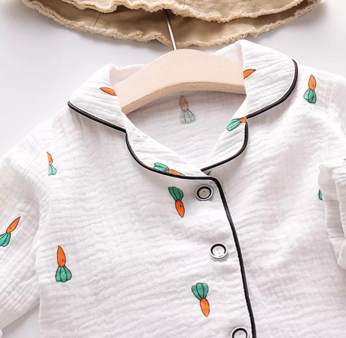 Baby Cotton Full Sleeves Night Suit Carrot Print