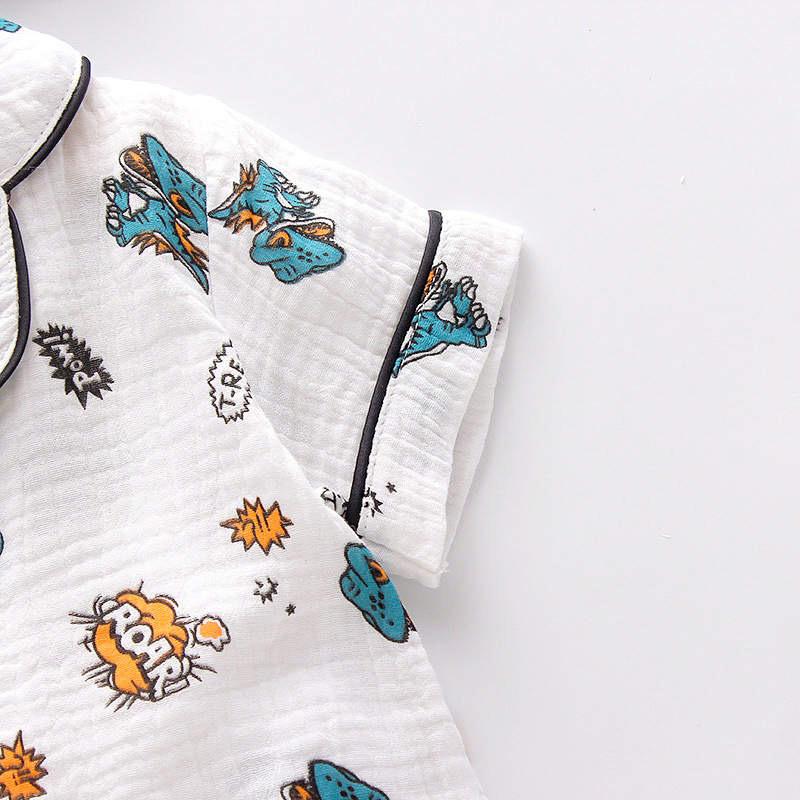 Baby Cotton Full Sleeve Night Suit Dino Print