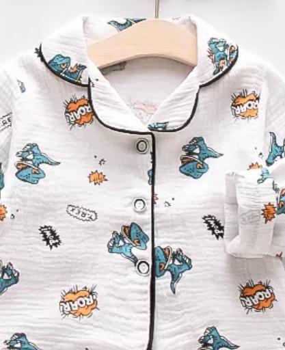 Baby Cotton Full Sleeve Night Suit Dino Print