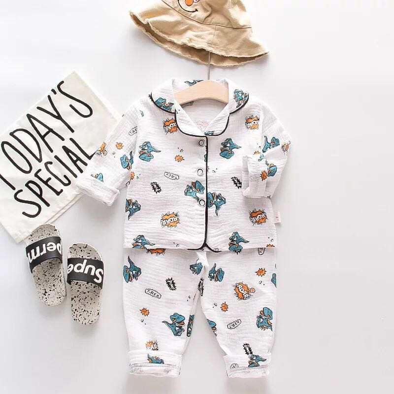 Baby Cotton Full Sleeve Night Suit Dino Print