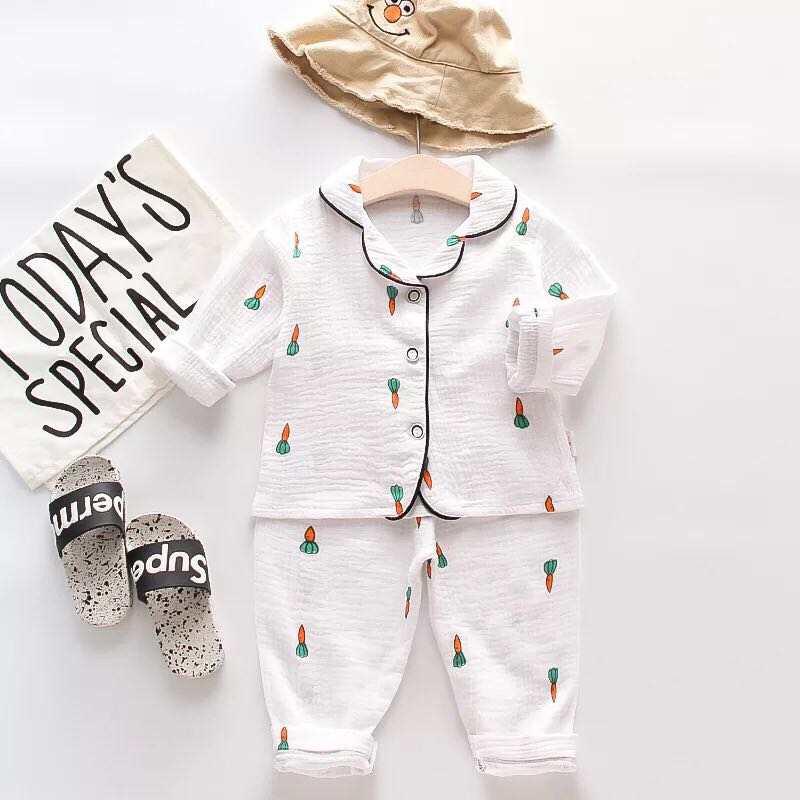 Baby Cotton Full Sleeves Night Suit Carrot Print