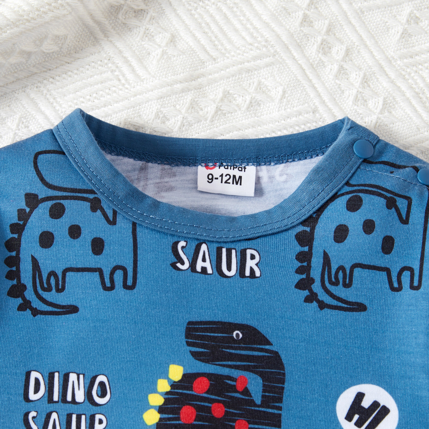 2-piece Baby Boy Animal Dinosaur Letter Print Long-sleeve Top and Colorblock Pan