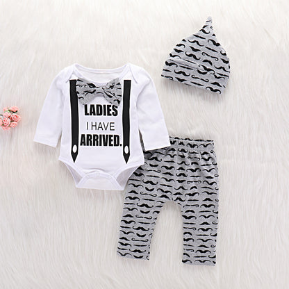 Baby Boy "Ladies I have Arrived" Captioned Romper Set with Matching Hat