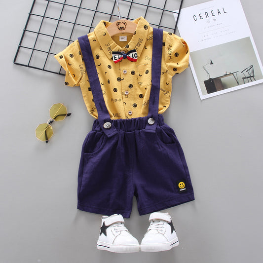 Baby Boy Shirt & Shirt Dungaree Set