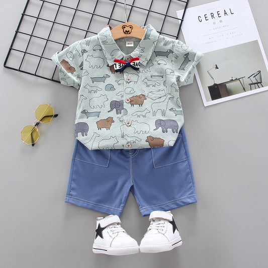 Baby Boy Shirt & Denim Shorts Set